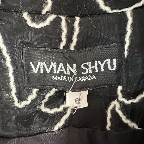 Vivian Shyu Black Embroidered Quilted Full Zip Jacket Blazer Glam Designer - Picture 7 of 9